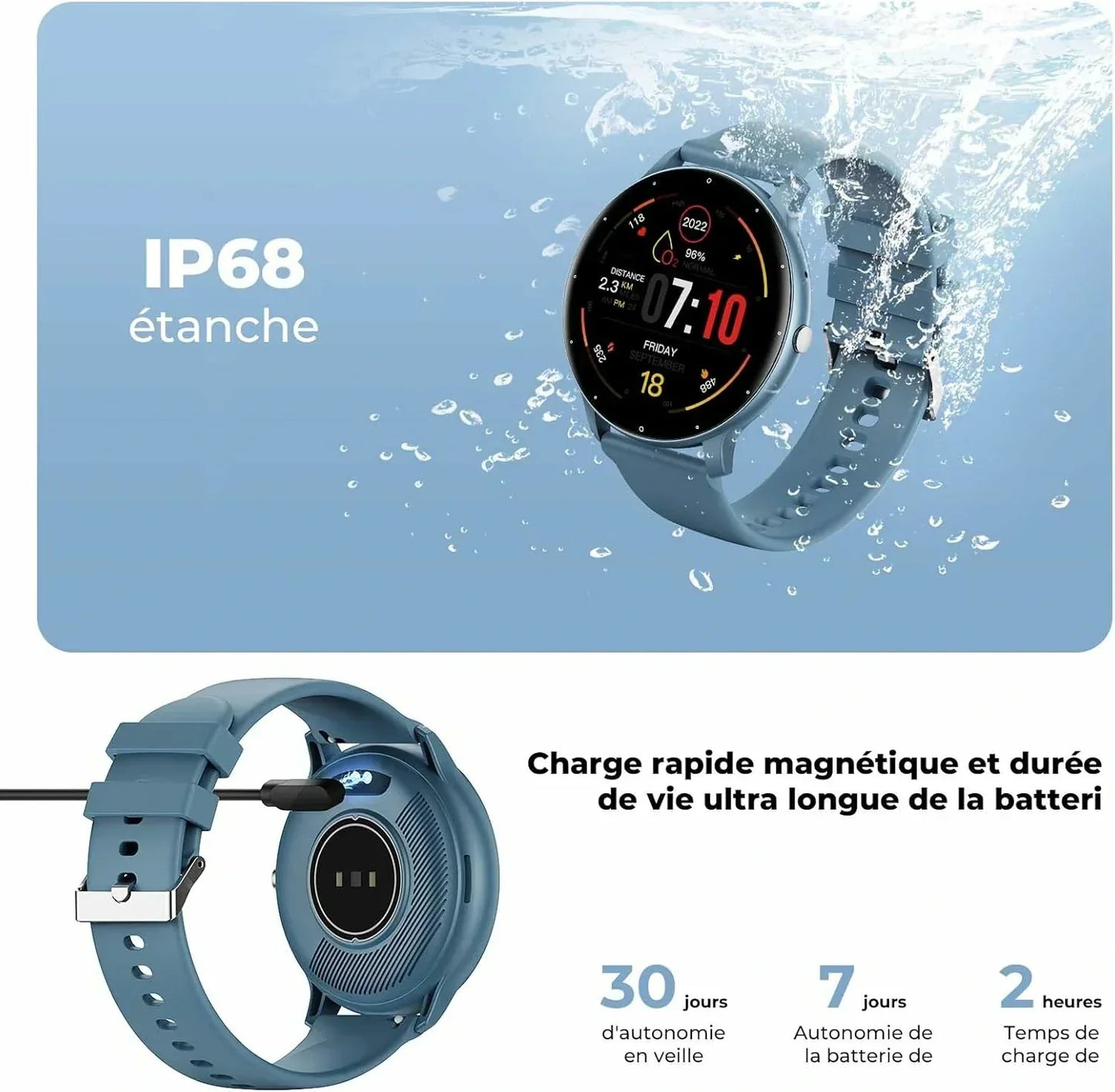 Montre intelligente ZL02C Pro élégante et avec haute performance de suivi de la santé pour homme et femme -CIV